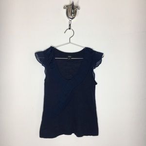 Deletta ANTHROPOLOGIE Navy Ruffled Blouse